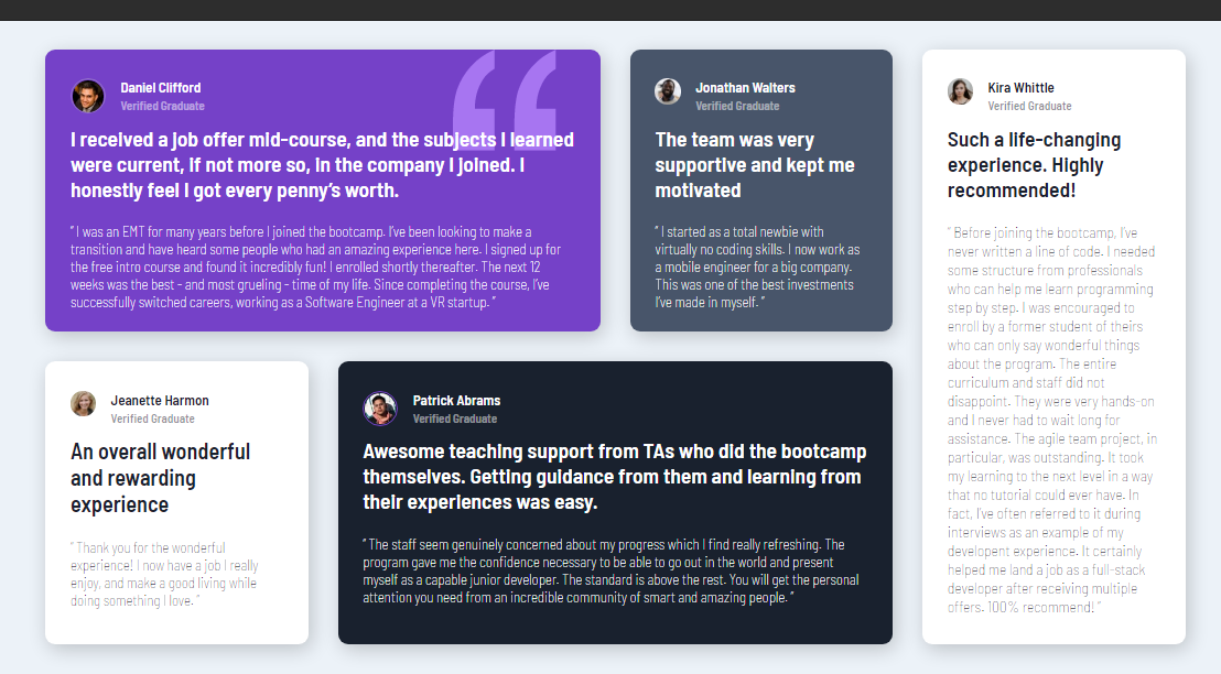 testimoial grid page